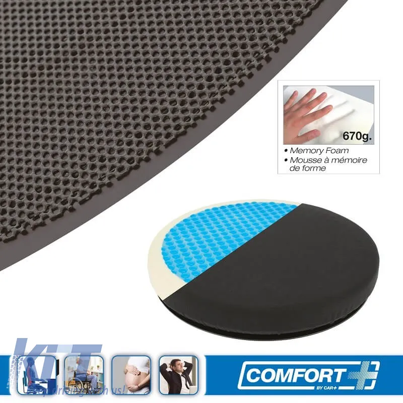 Seat Support Anatomic / Orthopedic Cushion Memory Foam & Gel Rotating RK19009 40x6cm Black 1 pc