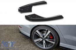 image-45-Seitenverbreiterungen Maxton Design geeignet für die hintere RS3 Stoßstange des Audi A3 8V Limousine nach 2017, schwarze Lackierung