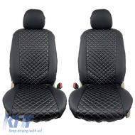Semi Front Seat Covers PU Royal Black 4 Pieces