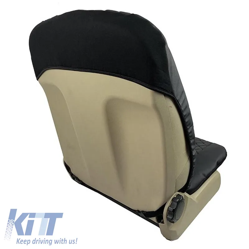 Semi Front Seat Covers PU Royal Black 4 Pieces