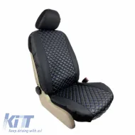 Semi Front Seat Covers PU Royal Black With Blue Seams 4 Pieces-image-6292488