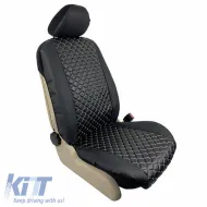 Semi Front Seat Covers PU Royal Black With Gray Seams 4 Pieces-image-6292557