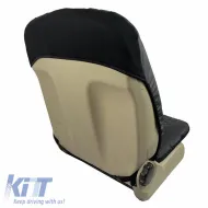 Semi Front Seat Covers PU Royal Black With Gray Seams 4 Pieces-image-6292558