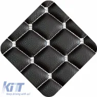 Semi Front Seat Covers PU Royal Black With Gray Seams 4 Pieces-image-6292559