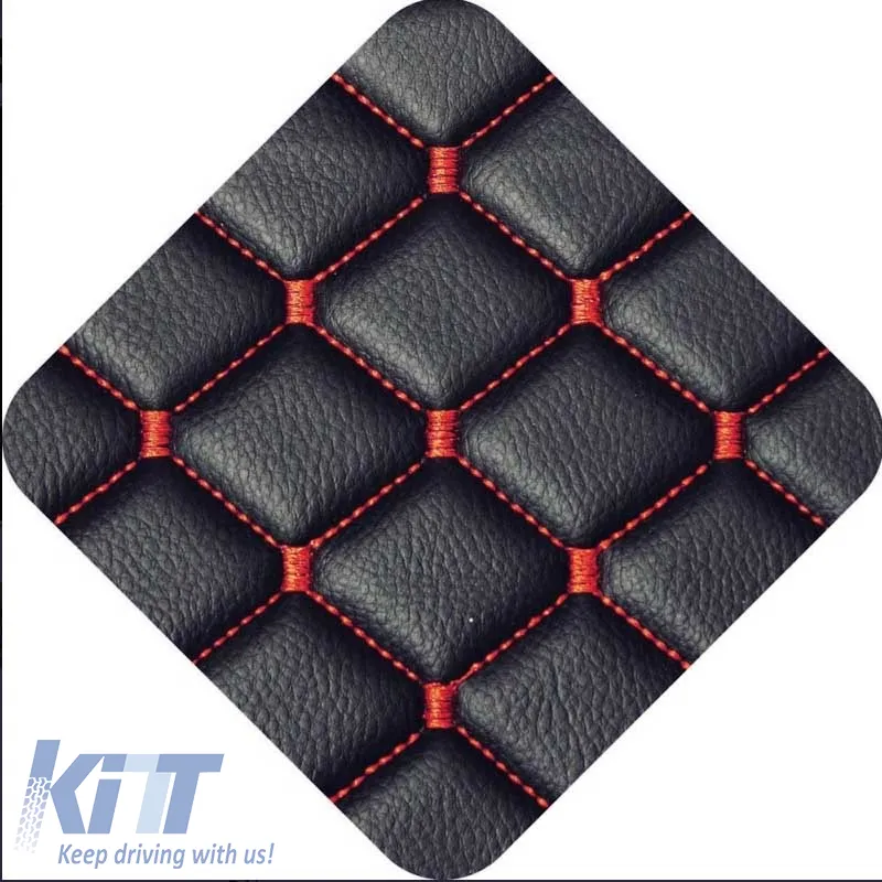 Semi Front Seat Covers PU Royal Black With Red Seams 4 Pieces