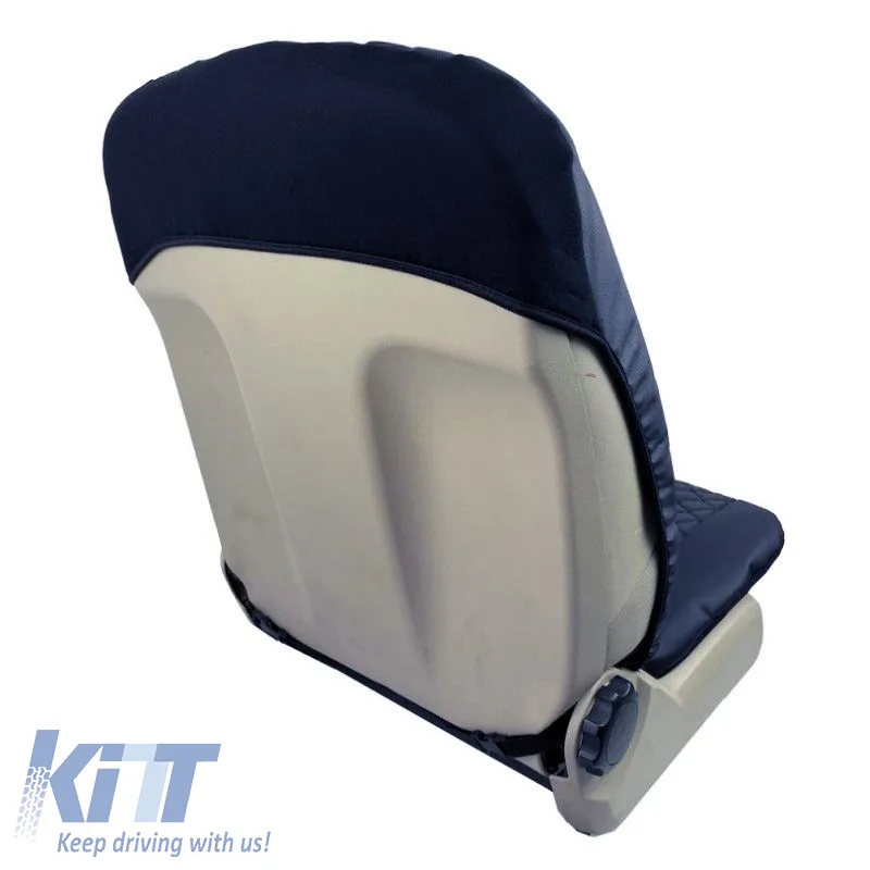 Semi Front Seat Covers PU Royal Black With Red Seams 4 Pieces