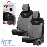 Semi Front Seat Covers suitable for Otom RSX Sport Fabric Embroidered Grey With Black Stitch RSXL-103 2 Pieces