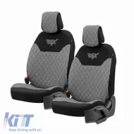 Semi Front Seat Covers suitable for Otom RSX Sport Fabric Embroidered Grey With Black Stitch RSXL-103 2 Pieces-image-6305184