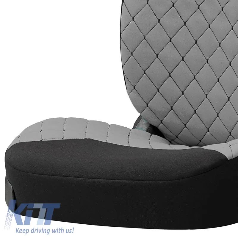 Semi Front Seat Covers suitable for Otom RSX Sport Fabric Embroidered Grey With Black Stitch RSXL-103 2 Pieces