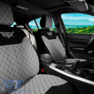 Semi Front Seat Covers suitable for Otom RSX Sport Fabric Embroidered Grey With Black Stitch RSXL-103 2 Pieces