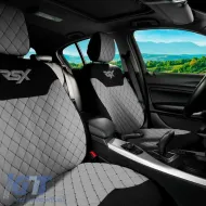 Semi Front Seat Covers suitable for Otom RSX Sport Fabric Embroidered Grey With Black Stitch RSXL-103 2 Pieces-image-6305187