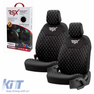 Semi Front Seat Covers suitable for Otom RSX Sport Fabric Embroidered Black With White Stitch RSXL-101 2 Pieces