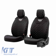 Semi Front Seat Covers suitable for Otom RSX Sport Fabric Embroidered Black With White Stitch RSXL-101 2 Pieces