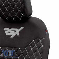 Semi Front Seat Covers suitable for Otom RSX Sport Fabric Embroidered Black With White Stitch RSXL-101 2 Pieces