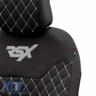 Semi Front Seat Covers suitable for Otom RSX Sport Fabric Embroidered Black With White Stitch RSXL-101 2 Pieces-image-6305192