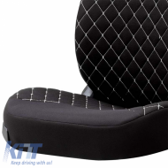 Semi Front Seat Covers suitable for Otom RSX Sport Fabric Embroidered Black With White Stitch RSXL-101 2 Pieces