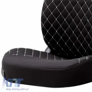 Semi Front Seat Covers suitable for Otom RSX Sport Fabric Embroidered Black With White Stitch RSXL-101 2 Pieces-image-6305193