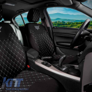 Semi Front Seat Covers suitable for Otom RSX Sport Fabric Embroidered Black With White Stitch RSXL-101 2 Pieces