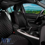 Semi Front Seat Covers suitable for Otom RSX Sport Fabric Embroidered Black With White Stitch RSXL-101 2 Pieces-image-6305194