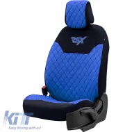 Semi Front Seat Covers suitable for Otom RSX Sport Fabric Embroidered Blue / Black RSXL-105 2 Pieces-image-6307604