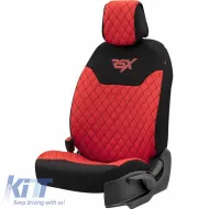 Semi Front Seat Covers suitable for Otom RSX Sport Fabric Embroidered Red / Black RSXL-104 2 Pieces-image-6307615