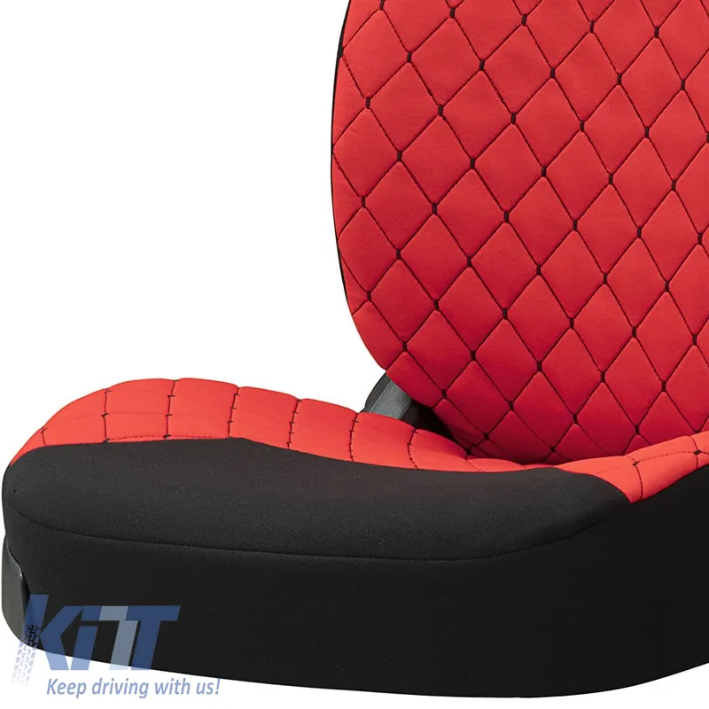 Semi Front Seat Covers suitable for Otom RSX Sport Fabric Embroidered Red / Black RSXL-104 2 Pieces