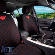 Semi Front Seat Covers suitable for Otom RSX Sport Fabric Embroidered Black With Red Stitch RSXL-102 2 Pieces
