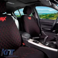 Semi Front Seat Covers suitable for Otom RSX Sport Fabric Embroidered Black With Red Stitch RSXL-102 2 Pieces-image-6315031