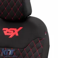 Semi Front Seat Covers suitable for Otom RSX Sport Fabric Embroidered Black With Red Stitch RSXL-102 2 Pieces-image-6315032