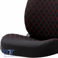 Semi Front Seat Covers suitable for Otom RSX Sport Fabric Embroidered Black With Red Stitch RSXL-102 2 Pieces