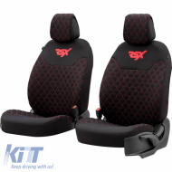Semi Front Seat Covers suitable for Otom RSX Sport Fabric Embroidered Black With Red Stitch RSXL-102 2 Pieces