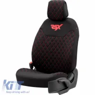 Semi Front Seat Covers suitable for Otom RSX Sport Fabric Embroidered Black With Red Stitch RSXL-102 2 Pieces-image-6316118