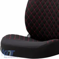 Semi Front Seat Covers suitable for Otom RSX Sport Fabric Embroidered Black With Red Stitch RSXL-102 2 Pieces-image-6316121