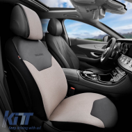 Semi Seat Cover suitable for Otom "Exclusive" From Linen Fabric With PVC Beige / Black EXLN-103 1 Piece