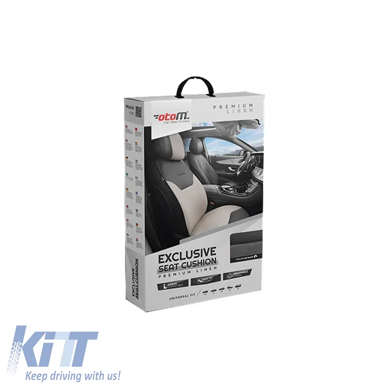 Semi Seat Cover suitable for Otom "Exclusive" From Linen Fabric With PVC Black EXLN-101 1 Piece