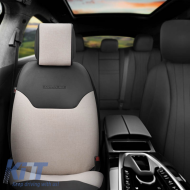 Semi Seat Cover suitable for Otom "Exclusive" From Linen Fabric With PVC Beige / Black EXLN-103 1 Piece