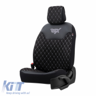 Semi Seat Cover suitable for Otom RSX Diamond Embroidered Sued / PVC Black With White Stitch RSXT-102 1 Piece