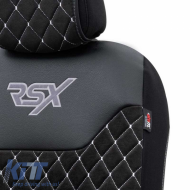 Semi Seat Cover suitable for Otom RSX Diamond Embroidered Sued / PVC Black With White Stitch RSXT-102 1 Piece