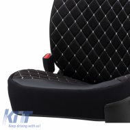 Semi Seat Cover suitable for Otom RSX Diamond Embroidered Sued / PVC Black With White Stitch RSXT-102 1 Piece