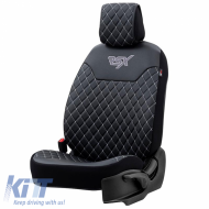 Semi Seat Cover suitable for Otom RSX Diamond Embroidered PVC Black With White Stitch RSXD-102 1 Piece