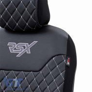 Semi Seat Cover suitable for Otom RSX Diamond Embroidered PVC Black With White Stitch RSXD-102 1 Piece
