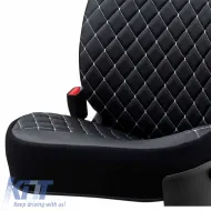 Semi Seat Cover suitable for Otom RSX Diamond Embroidered PVC Black With White Stitch RSXD-102 1 Piece-image-6305179