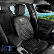 Semi Seat Cover suitable for Otom RSX Diamond Embroidered PVC Black With White Stitch RSXD-102 1 Piece