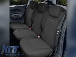 Série de sellerie Kegel Tailor Made adaptée pour les sièges avant et arrière de Peugeot Rifter, Partner, Citroen Berlingo, Opel Combo E, Toyota Proace City après 2019, noire-image-6212300