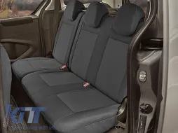 Serie de tapicería Kegel Tailor Made set adecuada para los asientos delanteros y traseros del Citroen Berlingo Multispace, Peugeot Partner 2008-2018, negro-image-6130232