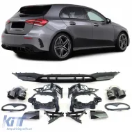 image-43-Set di diffusori posteriori sportivi con terminali di scarico neri, adatto per Mercedes A-Class W177 dal 18