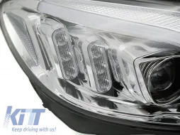 Set di fari a LED adatto per Mercedes Classe C W205 2014-2018 con base cromata, sinistro e destro, per il modello con fari alogeni standard-image-6153065