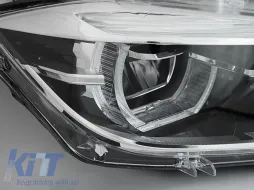 Set di fari a LED tuning adatto per BMW Serie 3 F30, F31 2015-2018 con base cromata, sinistra e destra, per il modello con fari alogeni-image-6152650