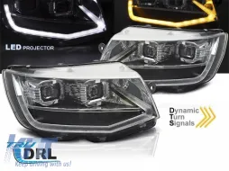 Set di fari a LED tuning adatto per Volkswagen T6 2015-2019 con base nera, per il modello con luci DRL di fabbrica, sinistro e destro-image-6238789