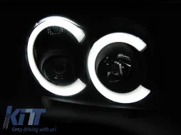 Set di fari tuning con luci LED adatto per Jeep Grand Cherokee 2005-2008 con base nera, sinistra e destra-image-6152740
